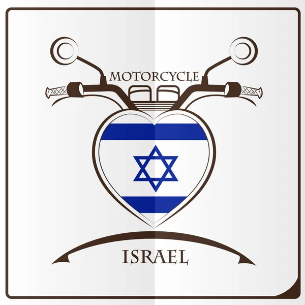 Motorcycle logo made from the flag of Israel — Stock Vector