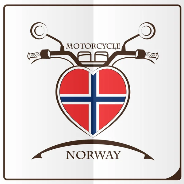 Motorkerékpár logó készült a Norvégia lobogója — Stock Vector