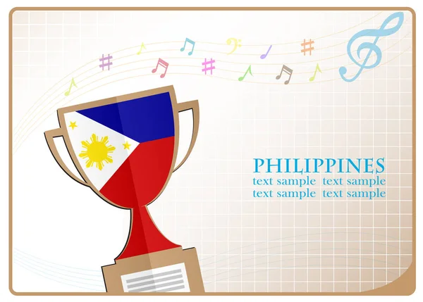 由菲律宾国旗的奖杯杯徽标 — 图库矢量图片