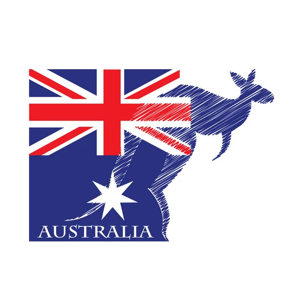 オーストラリアの旗から作られるカンガルーのロゴ — ストックベクタ