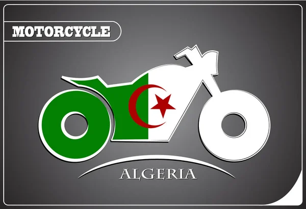 Motorcycle logo made from the flag of Algeria — Stock Vector