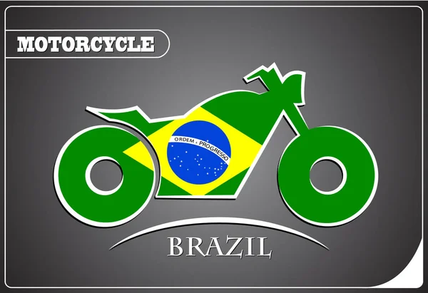 Logotipo da motocicleta feita a partir da bandeira do brasil — Vetor de Stock