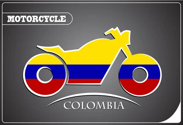 Logotipo da motocicleta feita a partir da bandeira da colômbia — Vetor de Stock