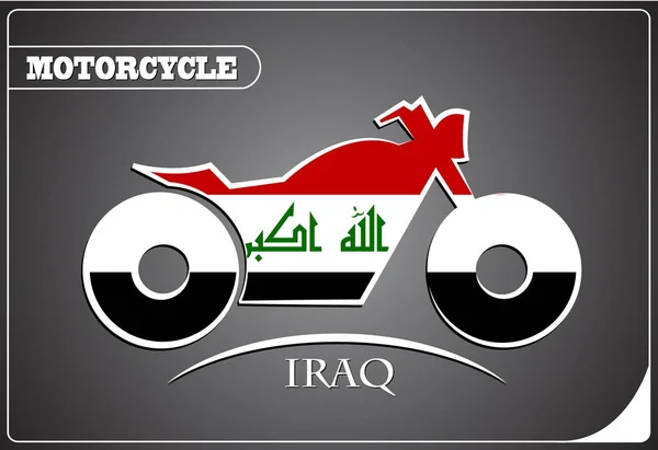 Motorcykel logotyp gjorde från flagg i Irak — Stock vektor