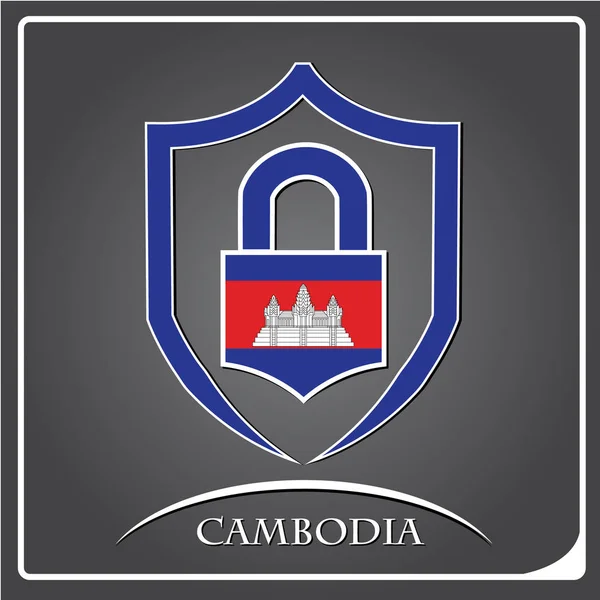 캄보디아의 국기에서 만든 잠금 로고 — 스톡 벡터