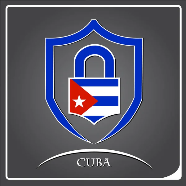 Logo candado de la bandera de Cuba — Archivo Imágenes Vectoriales