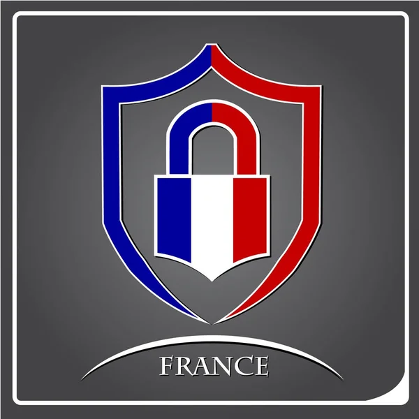 Lock logó készült Franciaország zászlaja — Stock Vector