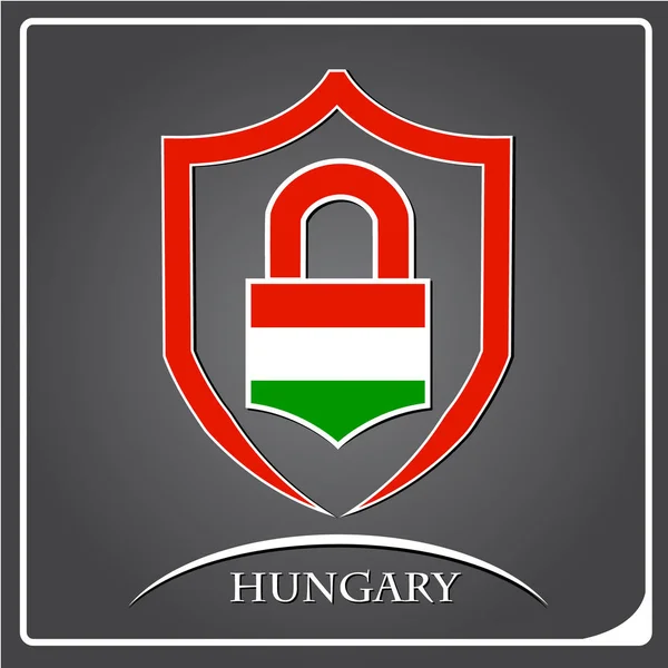 Lock logo made from the flag of Hungary — Stock Vector