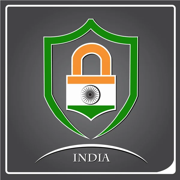 Hindistan bayrağı yapılan kilit logosu — Stok Vektör