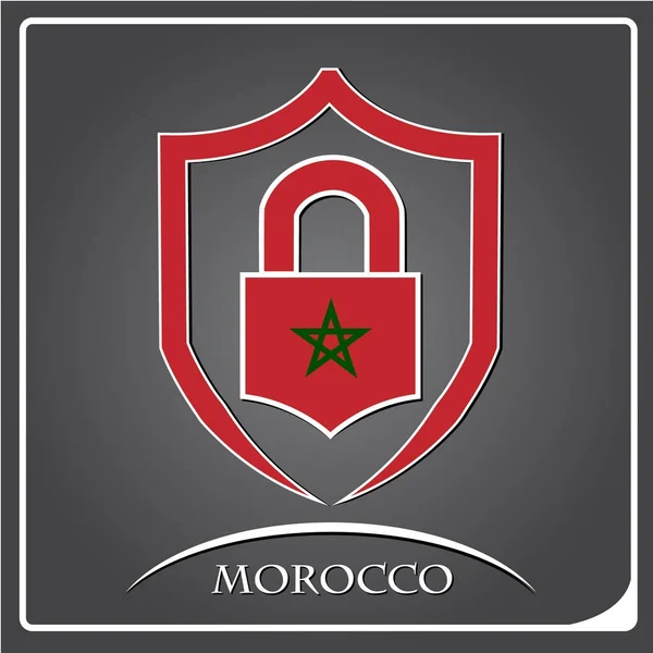 Logo de serrure fabriqué à partir du drapeau du Maroc — Image vectorielle
