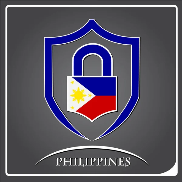 필리핀의 국기에서 만든 잠금 로고 — 스톡 벡터