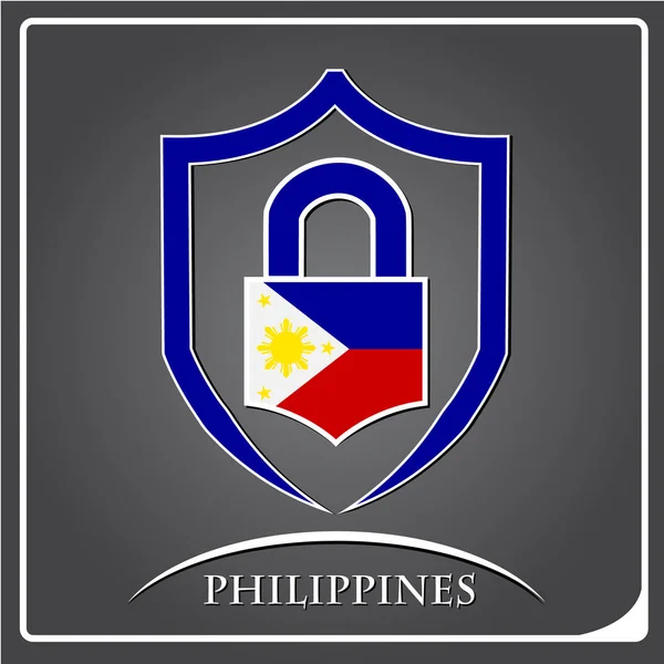 Logo de serrure fabriqué à partir du drapeau des Philippines — Image vectorielle