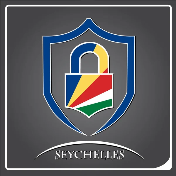 Lock logo made from the flag of Seychelles — Stock Vector