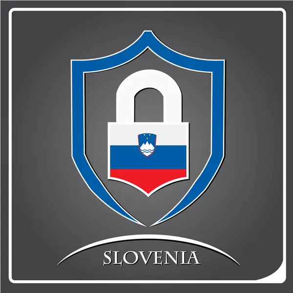 Lock logo made from the flag of Slovenia — Stock Vector