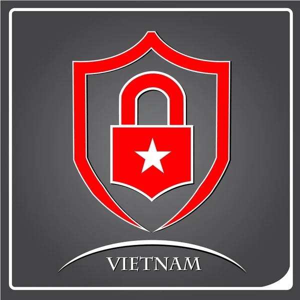 Logo lock made from the flag of Vietnam — Archivo Imágenes Vectoriales