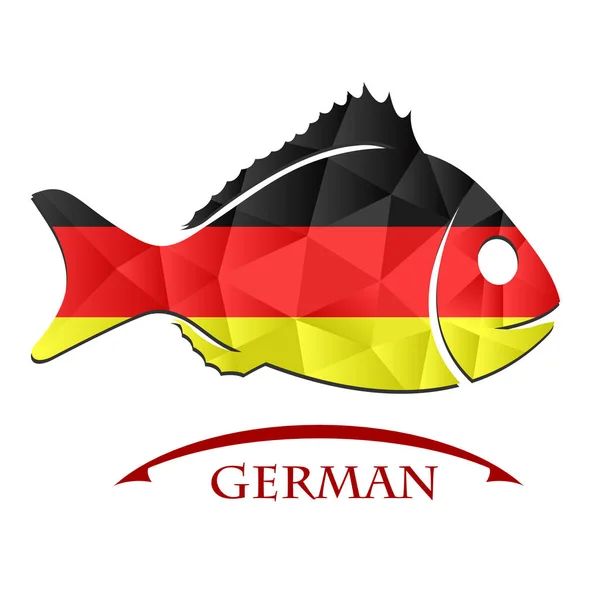 Logotipo do peixe feito a partir da bandeira da Alemanha — Vetor de Stock