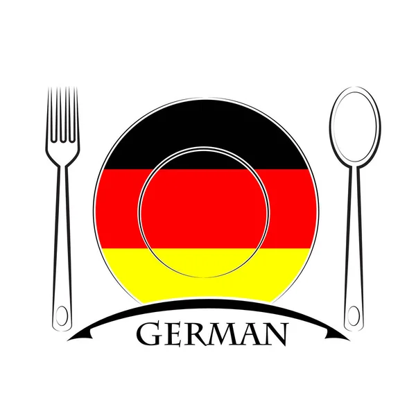 Logo makanan yang terbuat dari bendera Jerman - Stok Vektor