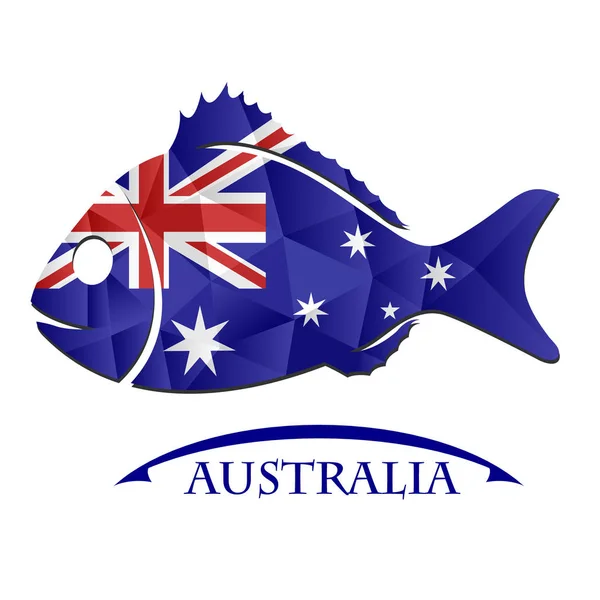 Logo poisson fabriqué à partir du drapeau de l'Australie — Image vectorielle