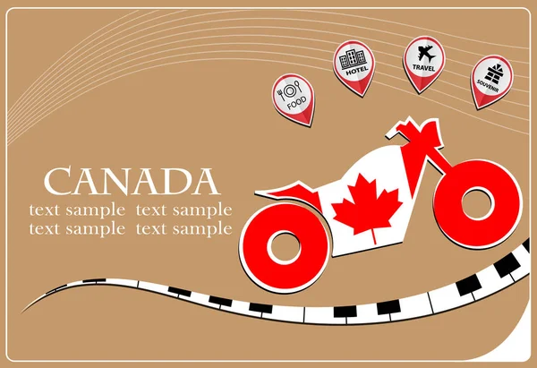 Motorfiets logo gemaakt van de vlag van Canada — Stockvector