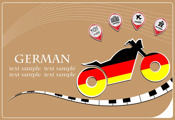 Logotipo de la motocicleta hecha de la bandera de Alemania — Archivo Imágenes Vectoriales