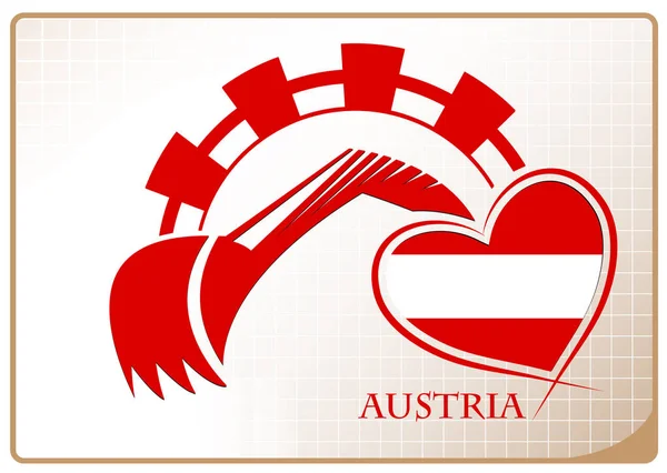Backhoe logo made from the flag of Austria — Stock Vector