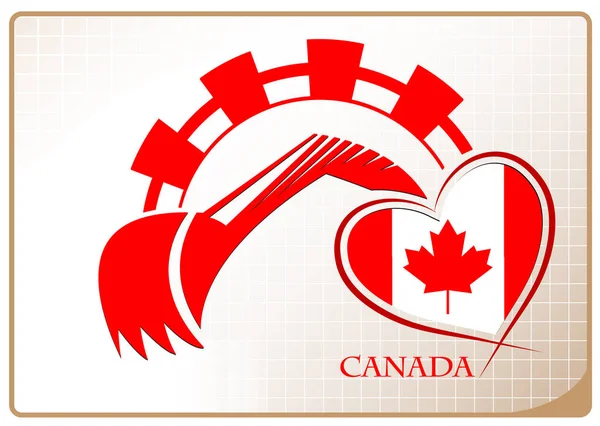 Backhoe logo made from the flag of Canada — Stock Vector
