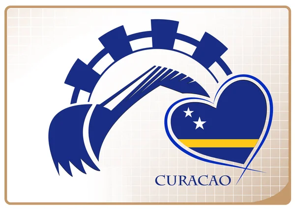 Baggerlader-Logo aus der Flagge von Curaçao — Stockvektor