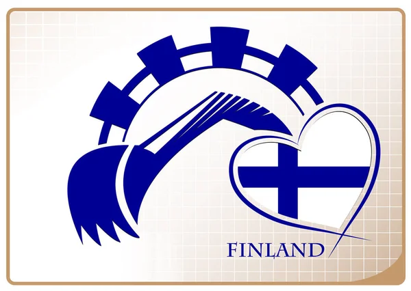 Logotipo de retroexcavadora de la bandera de Finlandia — Archivo Imágenes Vectoriales