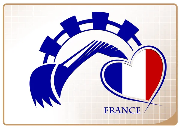 Logotipo de retroexcavadora hecho de la bandera de Francia — Vector de stock