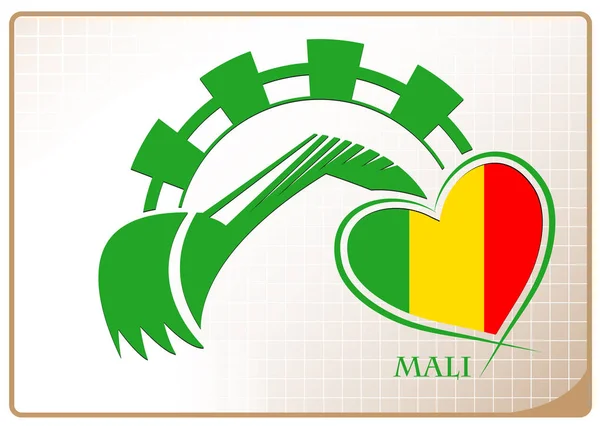 Traktorgrävare logotyp gjorde från flagg i Mali — Stock vektor