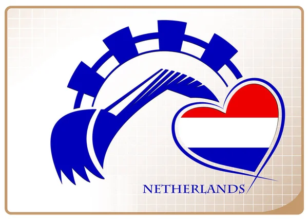 オランダの旗から作られたバックホウ ロゴ — ストックベクタ