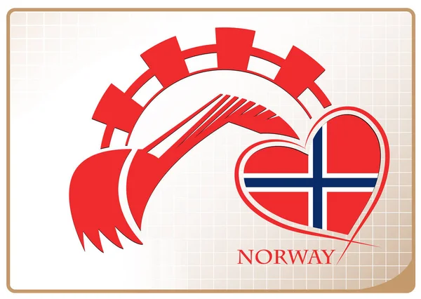 Εκσκαφέα λογότυπο κατασκευάζονται από τη σημαία της Νορβηγίας — Διανυσματικό Αρχείο