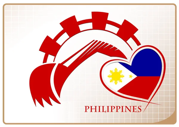 필리핀의 국기에서 만든 굴 착 기 로고 — 스톡 벡터