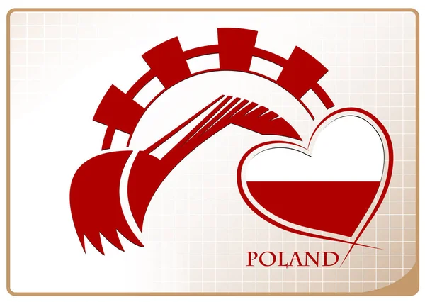 Логотип экскаватора из флага Польши — стоковый вектор