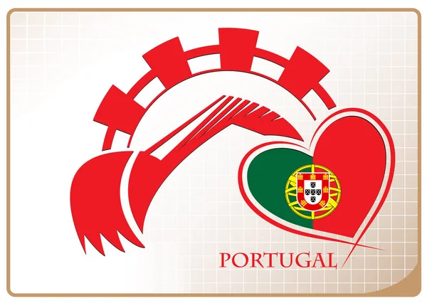 Logo Backhoe realizzato con la bandiera di Portugal — Vettoriale Stock