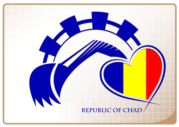 Baggerlader-Logo aus der Flagge der Republik Tschad — Stockvektor