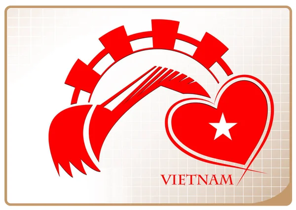 Екскаватор логотип з прапор В'єтнаму — стоковий вектор