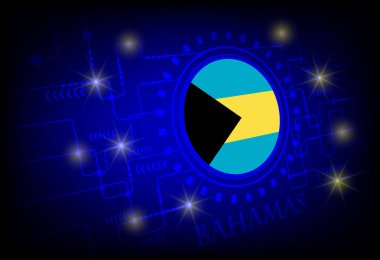 Bahamalar bayrağı teknoloji bir arka plan üzerinde.