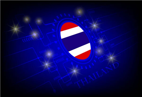 Flagga av Thailand på en bakgrund av teknik. — Stock vektor