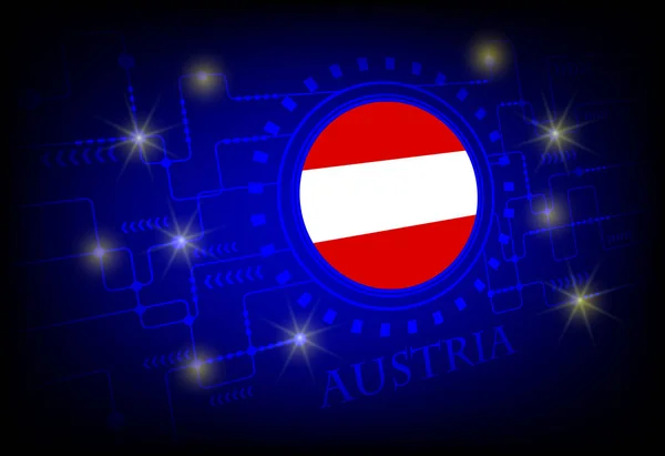 Flagge Österreichs vor dem Hintergrund der Technologie. — Stockvektor