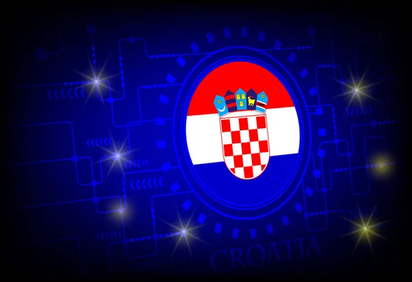 Flagge Kroatiens auf dem Hintergrund der Technologie. — Stockvektor