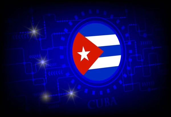 Bandera de Cuba sobre un trasfondo de tecnología . — Archivo Imágenes Vectoriales