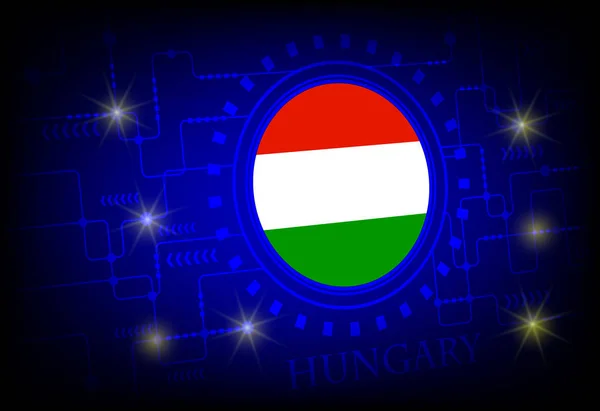 Flag of Hungary on a background of technology. — Stock Vector