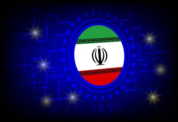 Bandiera dell'Iran sullo sfondo della tecnologia . — Vettoriale Stock