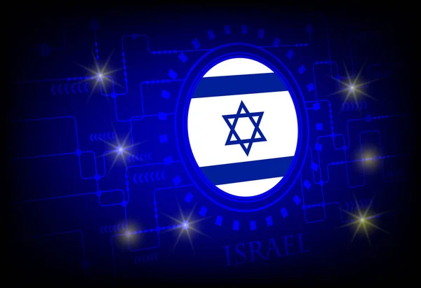Bandeira de Israel em um fundo de tecnologia . — Vetor de Stock