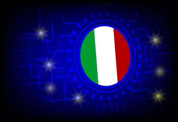 Flaga Włochy na tle technologii. — Wektor stockowy