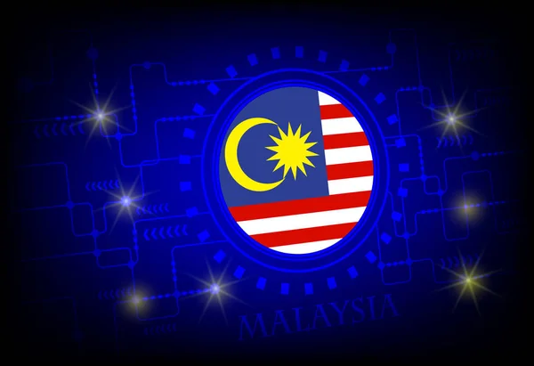 Bendera Malaysia pada latar belakang teknologi . - Stok Vektor