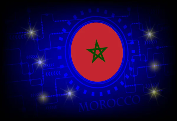 Flag of Morocco on a background of technology. — Stock Vector