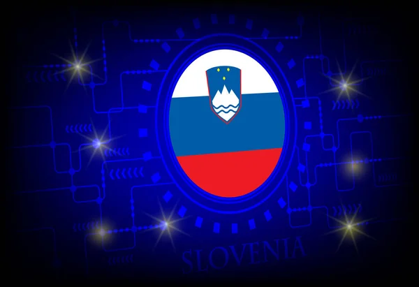 Flagge Sloweniens vor dem Hintergrund der Technologie. — Stockvektor