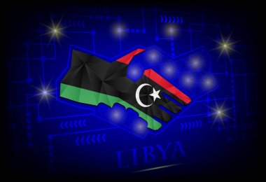 Libya bayrağından yapılan el sıkışma logosu.